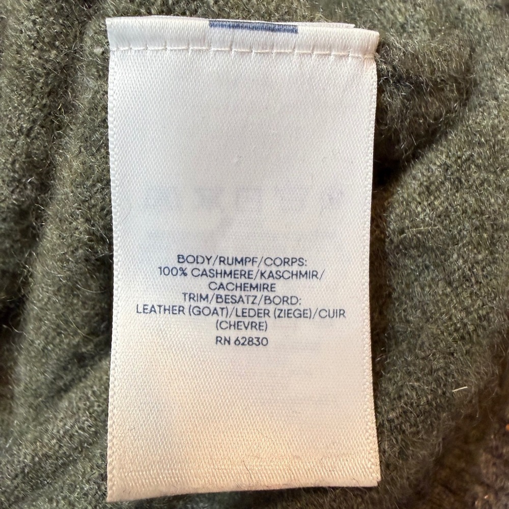 Cashmere Lands End Quarter Zip Sweater Mens Large Green Knit Pullover Preppy - Picture 9 of 11